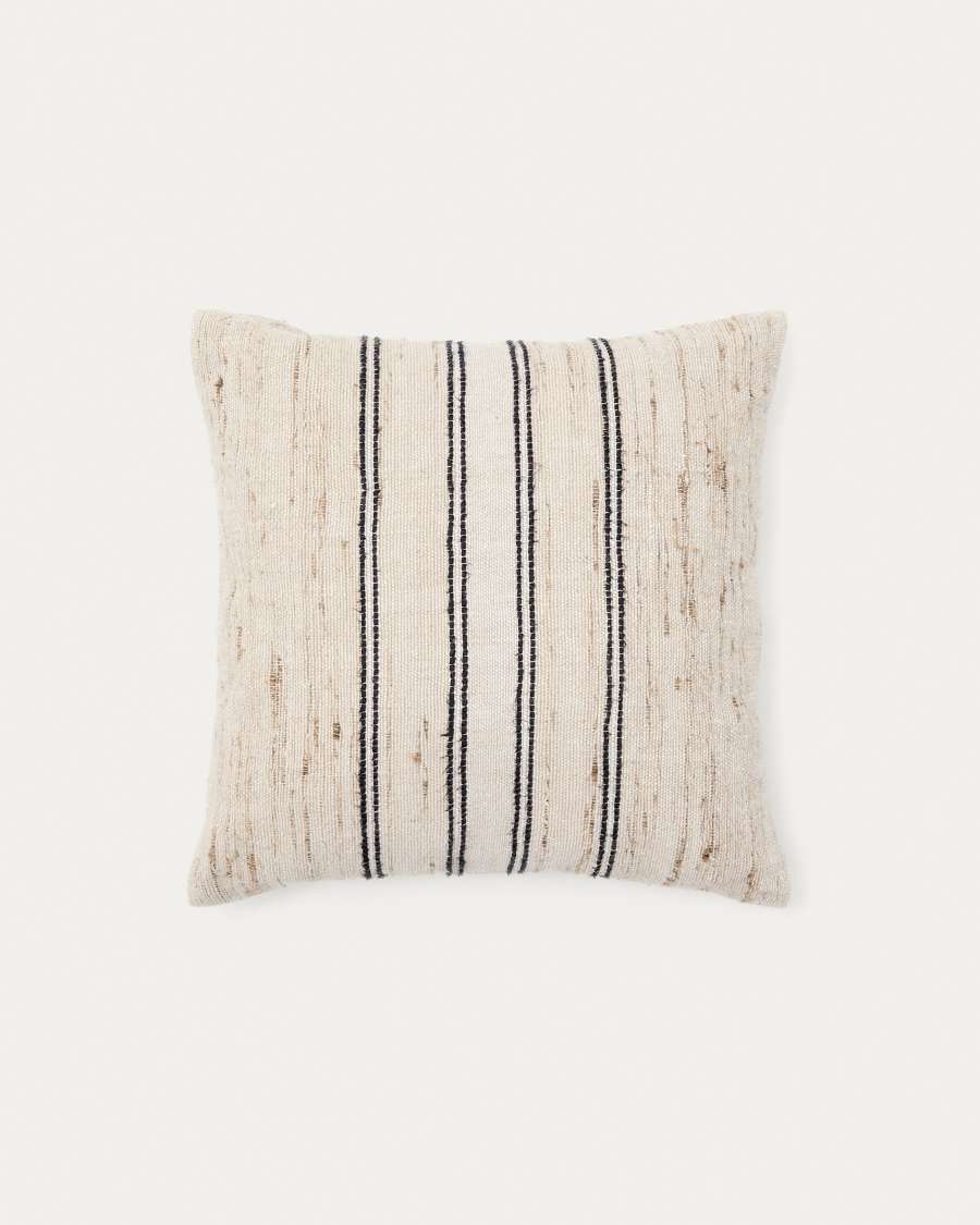 Dorien beige cushion cover with contrasting woven stripes 45 x 45cm