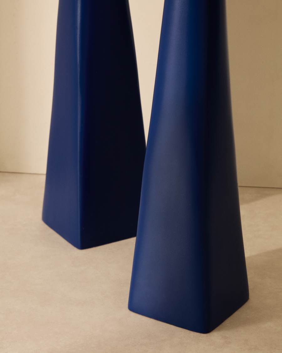 Yuba large blue aluminium candlestick