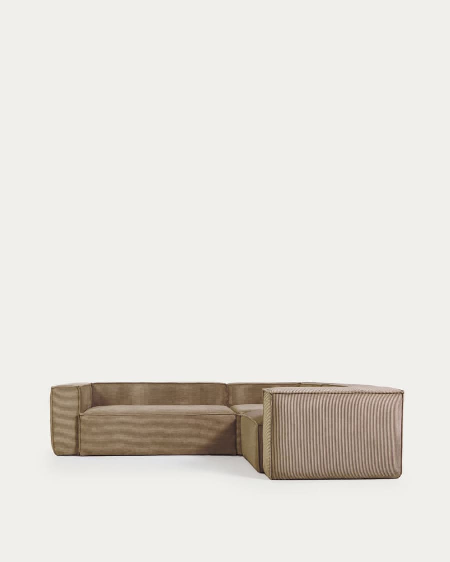 Blok 3-seater corner sofa thick taupe corduroy 290 x 230 cm / 230 x 290 cm