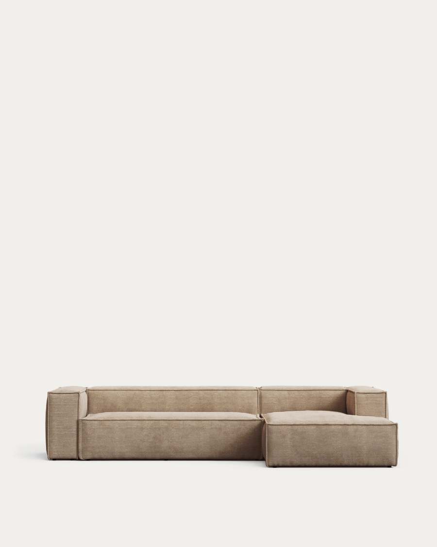 Blok 4-seater sofa with left chaise longue thick taupe corduroy 330 cm