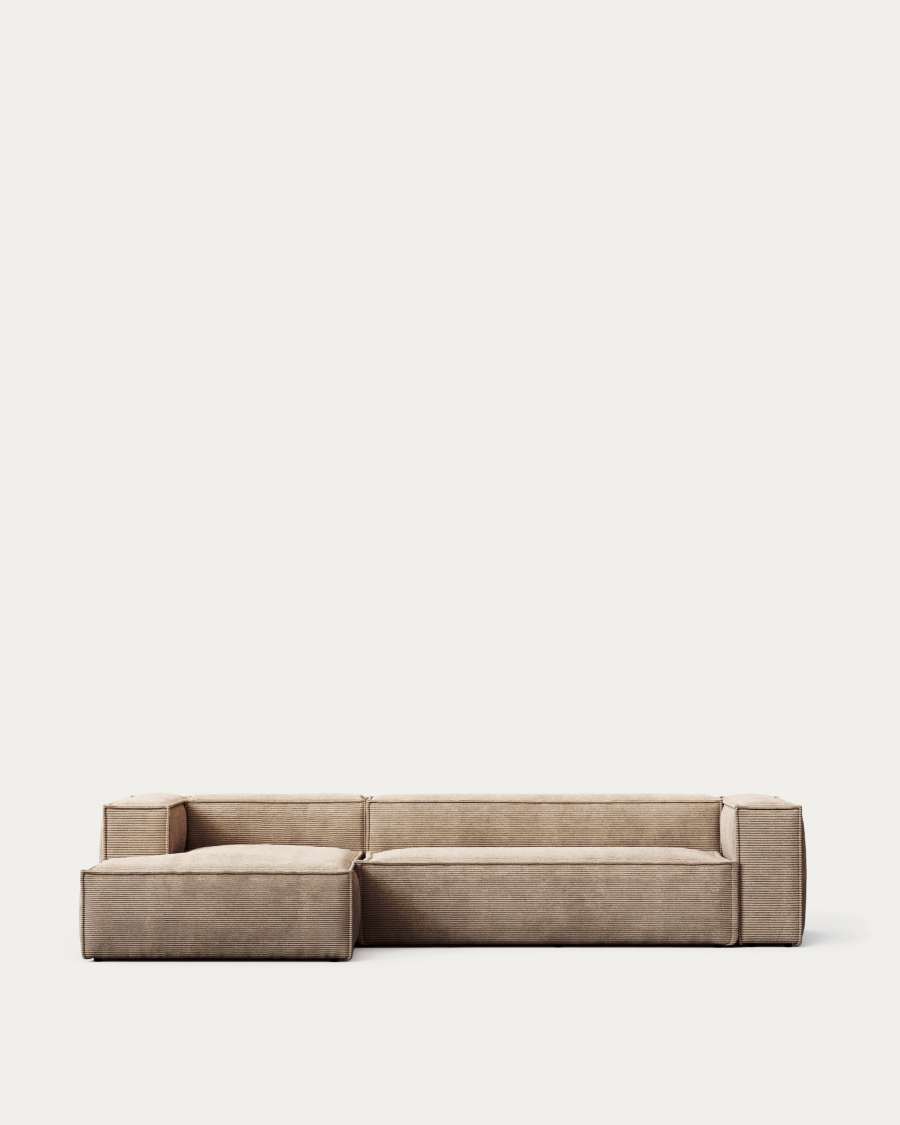 Blok 3-seater sofa with left chaise longue thick taupe corduroy 300 cm