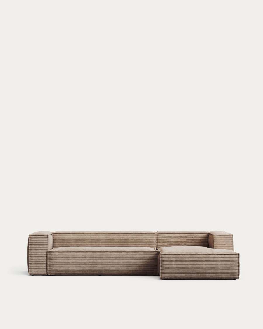 Blok 3-seater sofa with right chaise longue thick taupe corduroy 300 cm