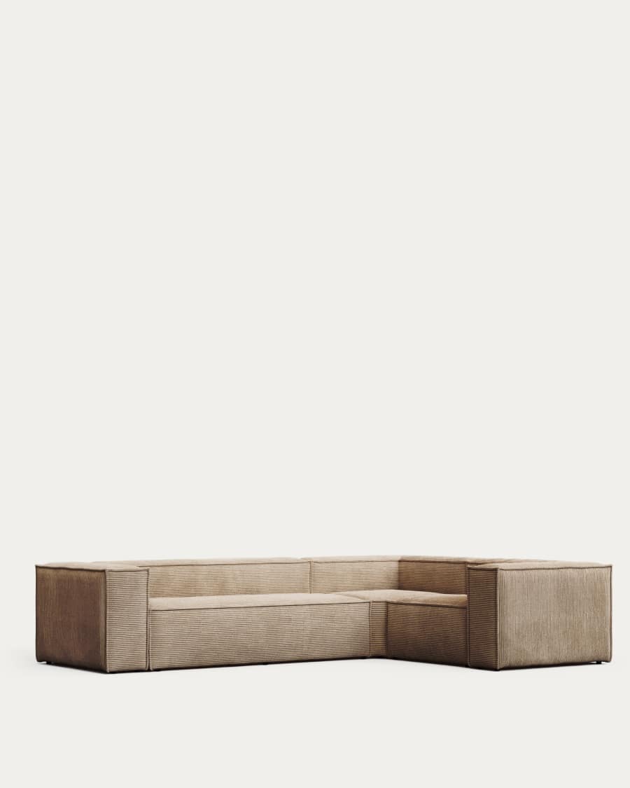 Blok 3-seater corner sofa thick taupe corduroy 290 x 230 cm / 230 x 290 cm