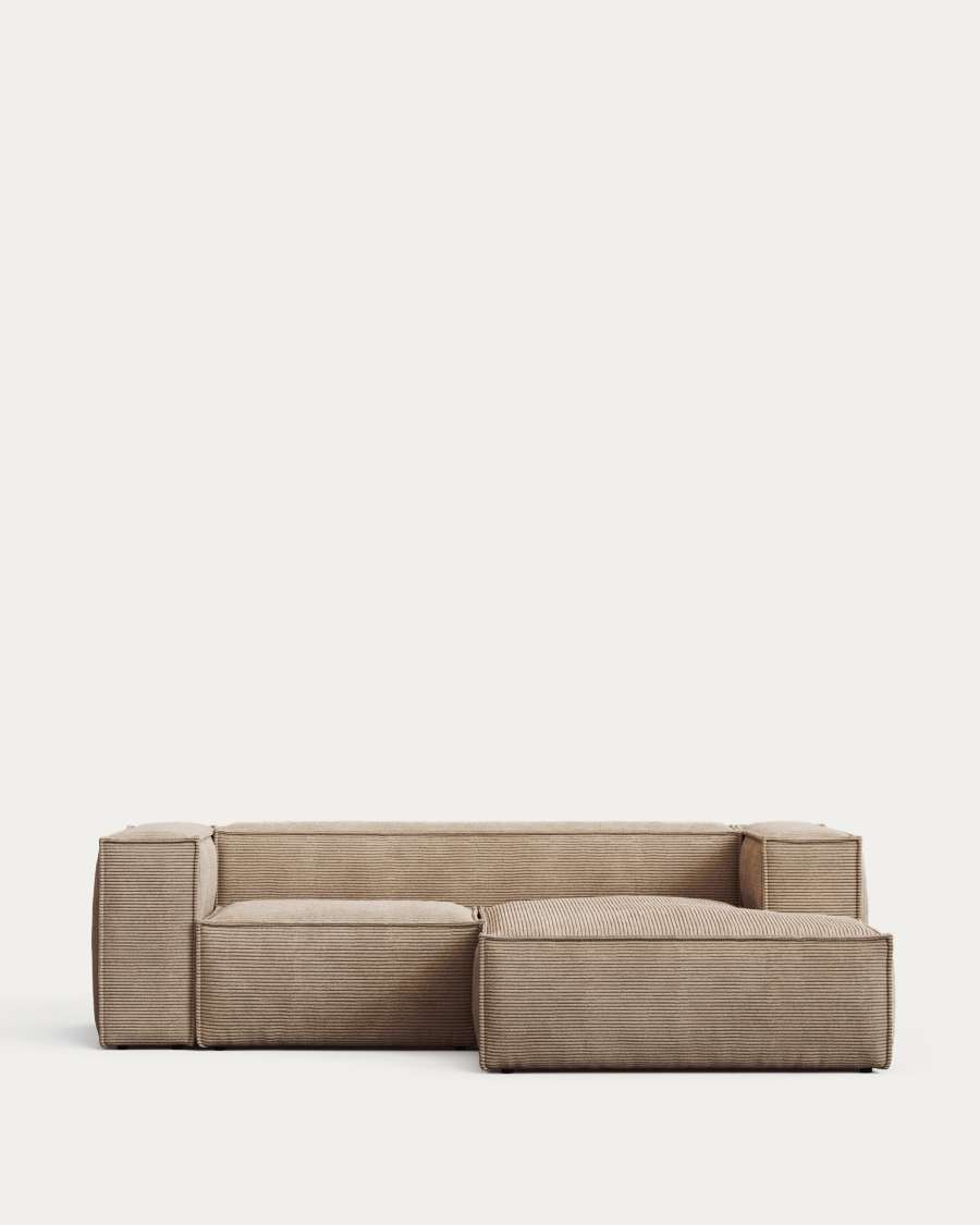 Blok 2-seater sofa with right chaise longue thick taupe corduroy 240 cm