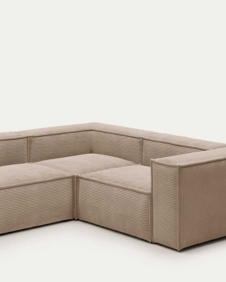 Blok 3-seater corner sofa thick taupe corduroy 290 x 230 cm / 230 x 290 cm