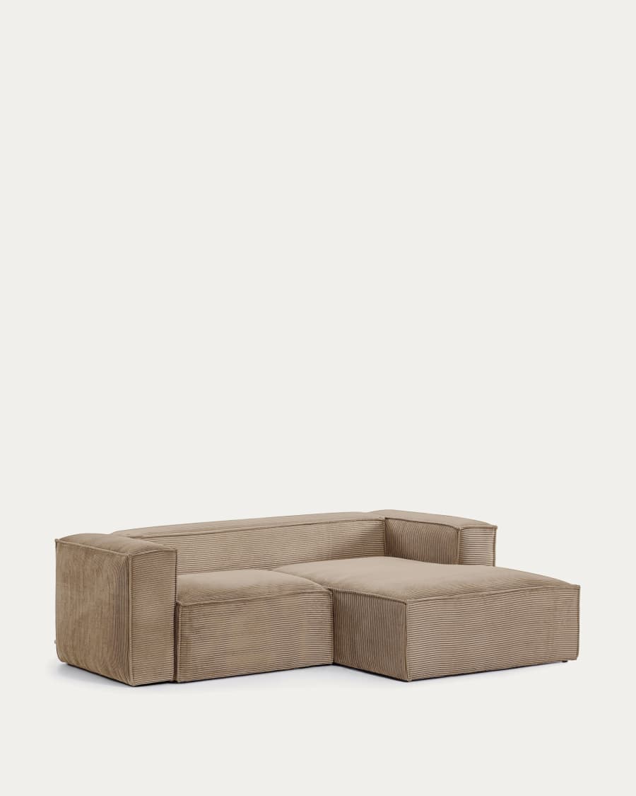 Blok 2-seater sofa with right chaise longue thick taupe corduroy 240 cm