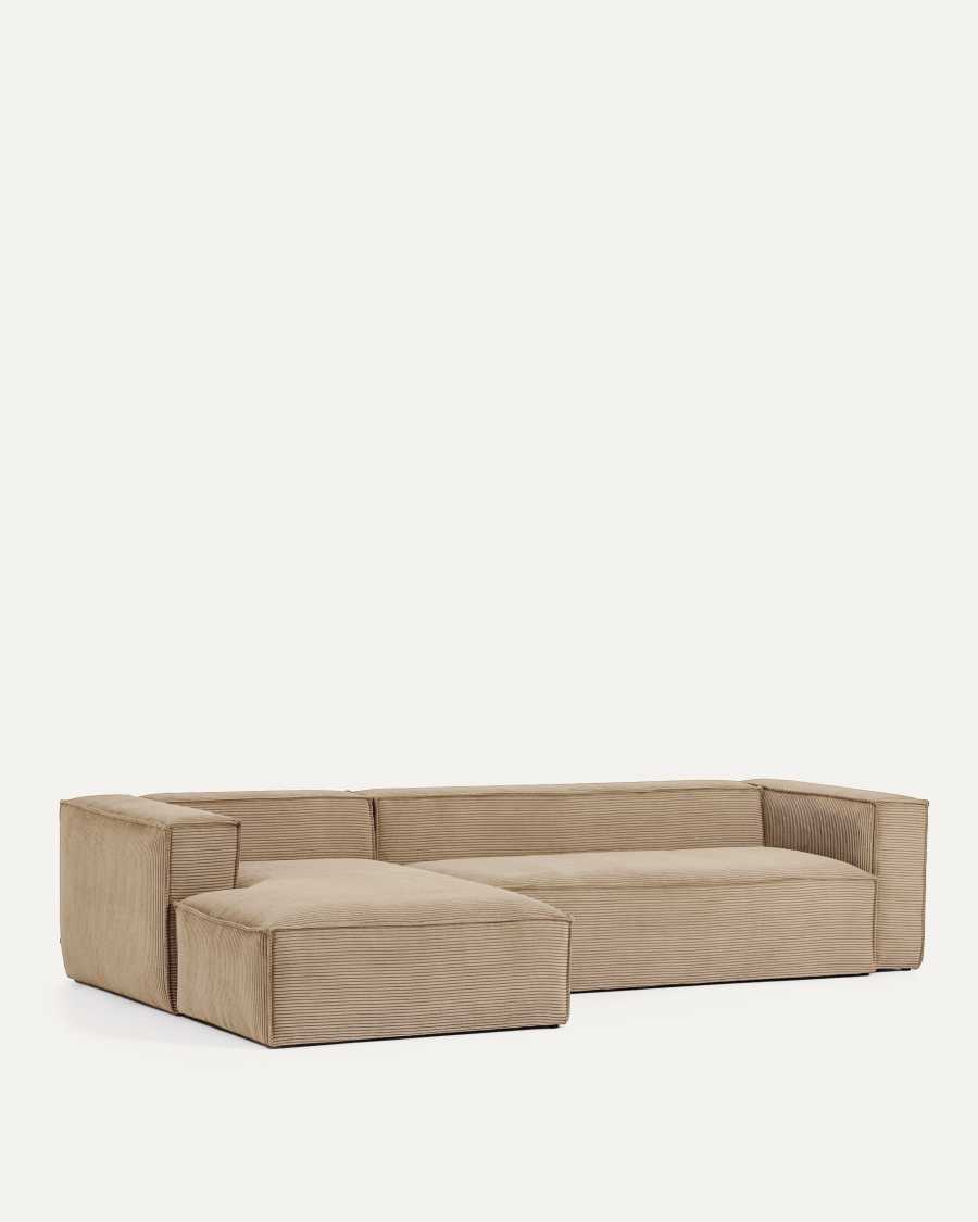 Blok 4-seater sofa with left chaise longue thick taupe corduroy 330 cm