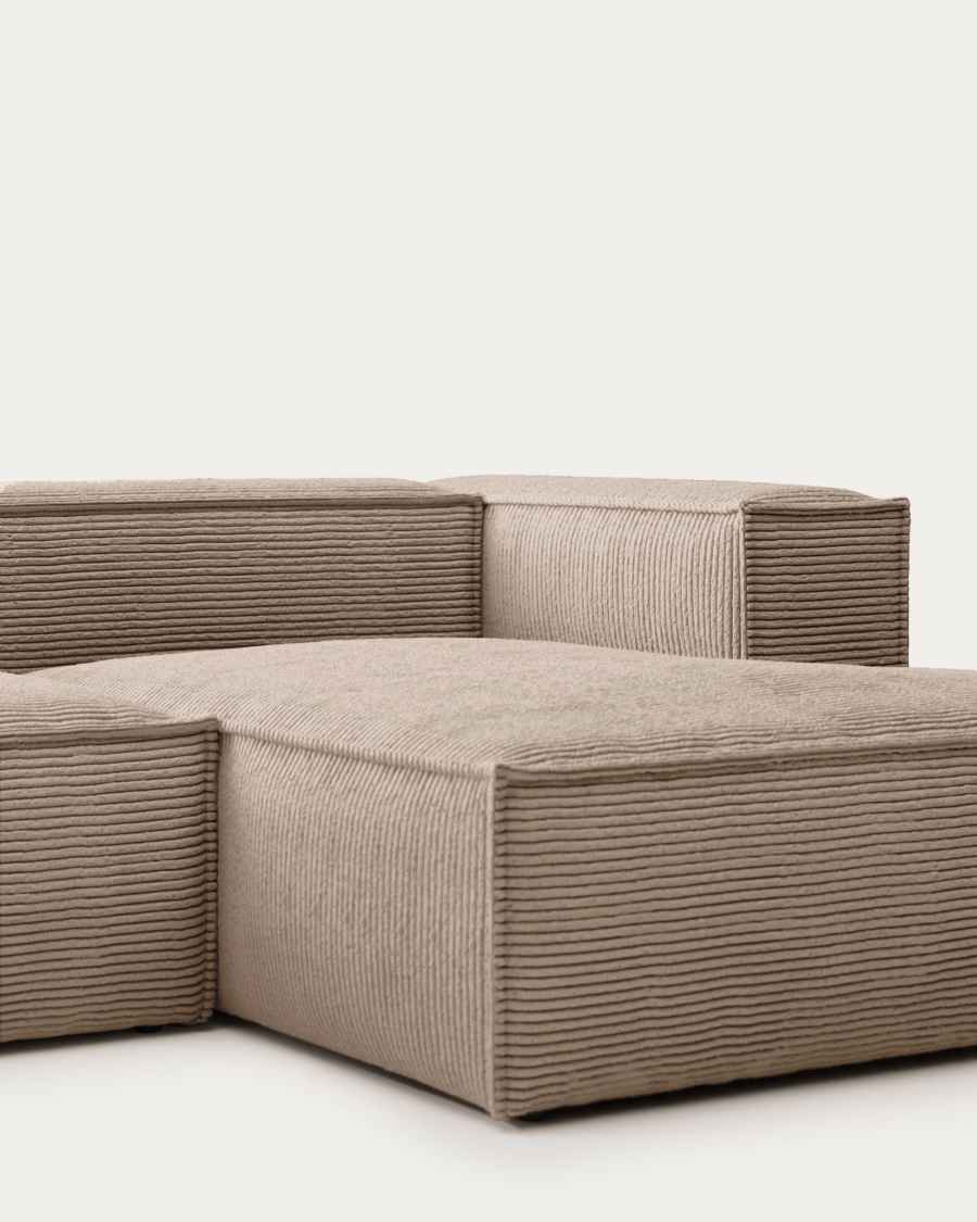 Blok 3-seater sofa with right chaise longue thick taupe corduroy 300 cm