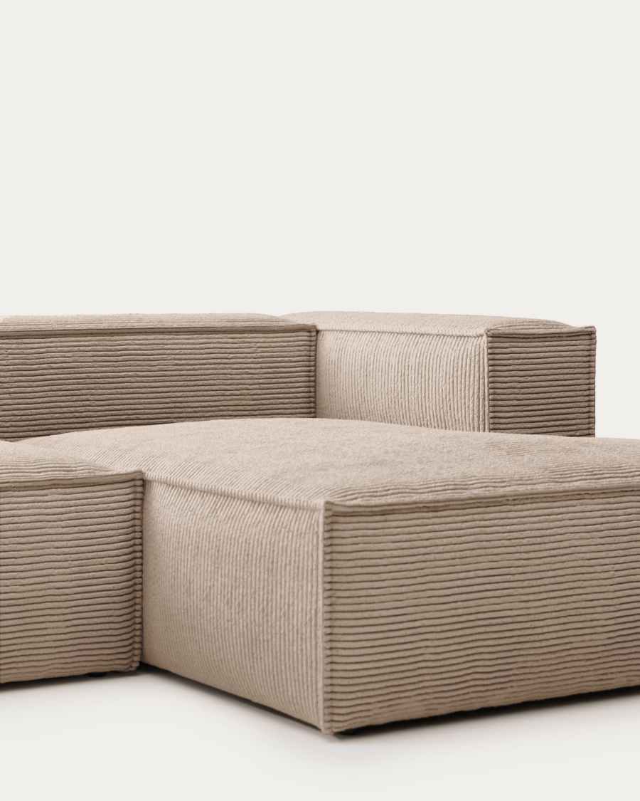Blok 2-seater sofa with right chaise longue thick taupe corduroy 240 cm