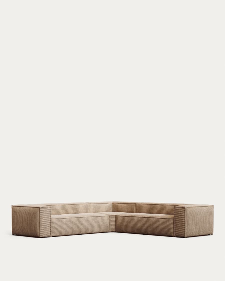 Blok 6-seater corner sofa thick taupe corduroy 320 x 320 cm