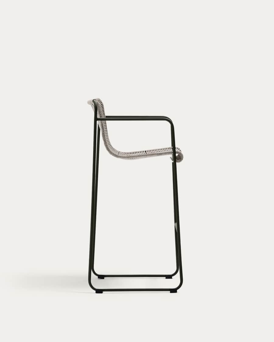 Maurina kruk in groen gegalvaniseerd staal en ecru en grijs touw 74,5 cm