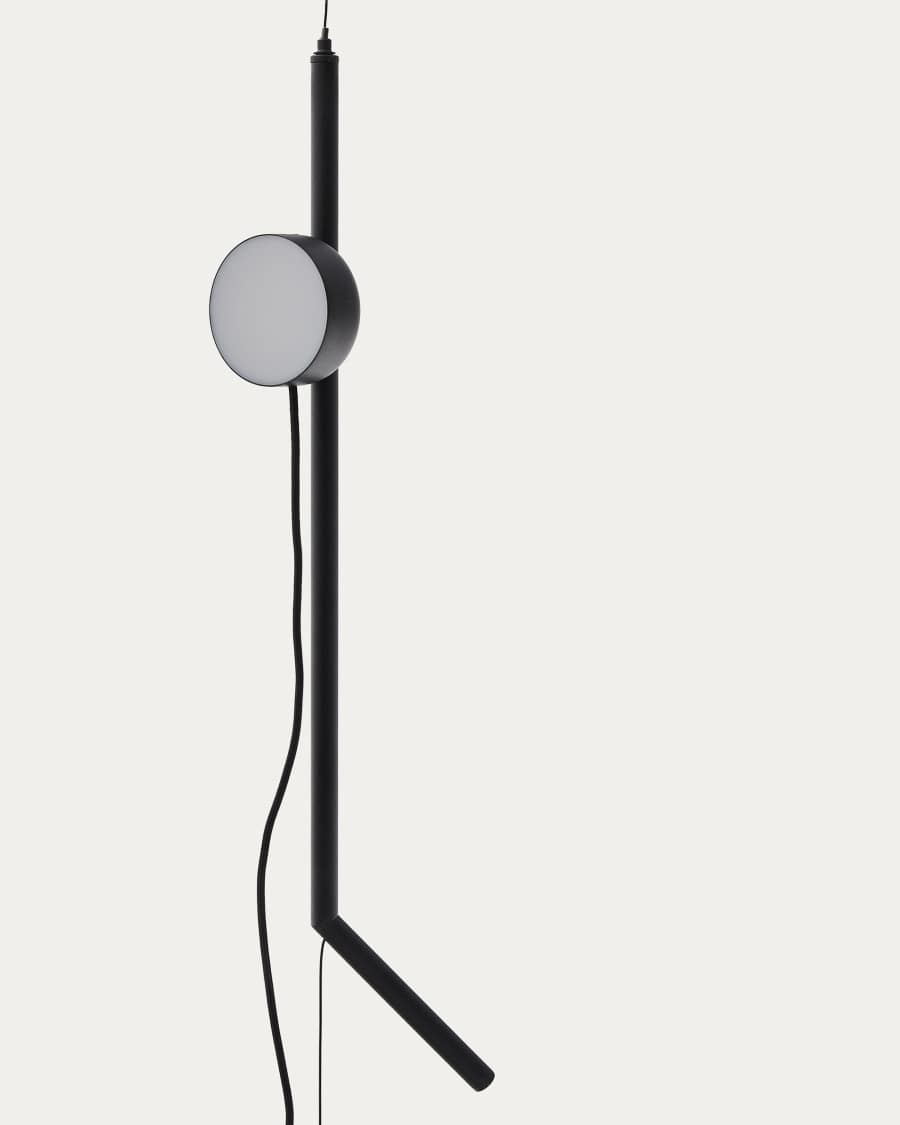 Estructura de llum Orey de metall negre amb focus multiposició i adaptador del Regne Unit