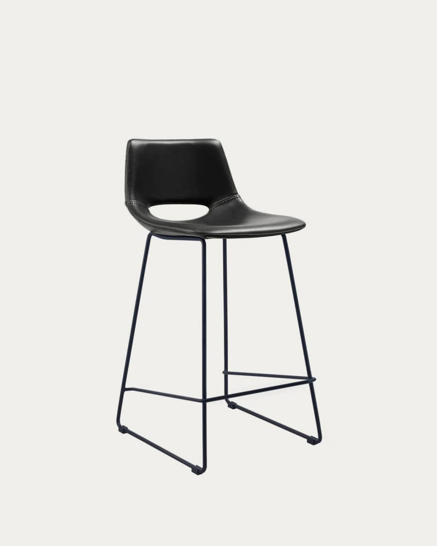 Black synthetic leather Zahara barstool height 76 cm