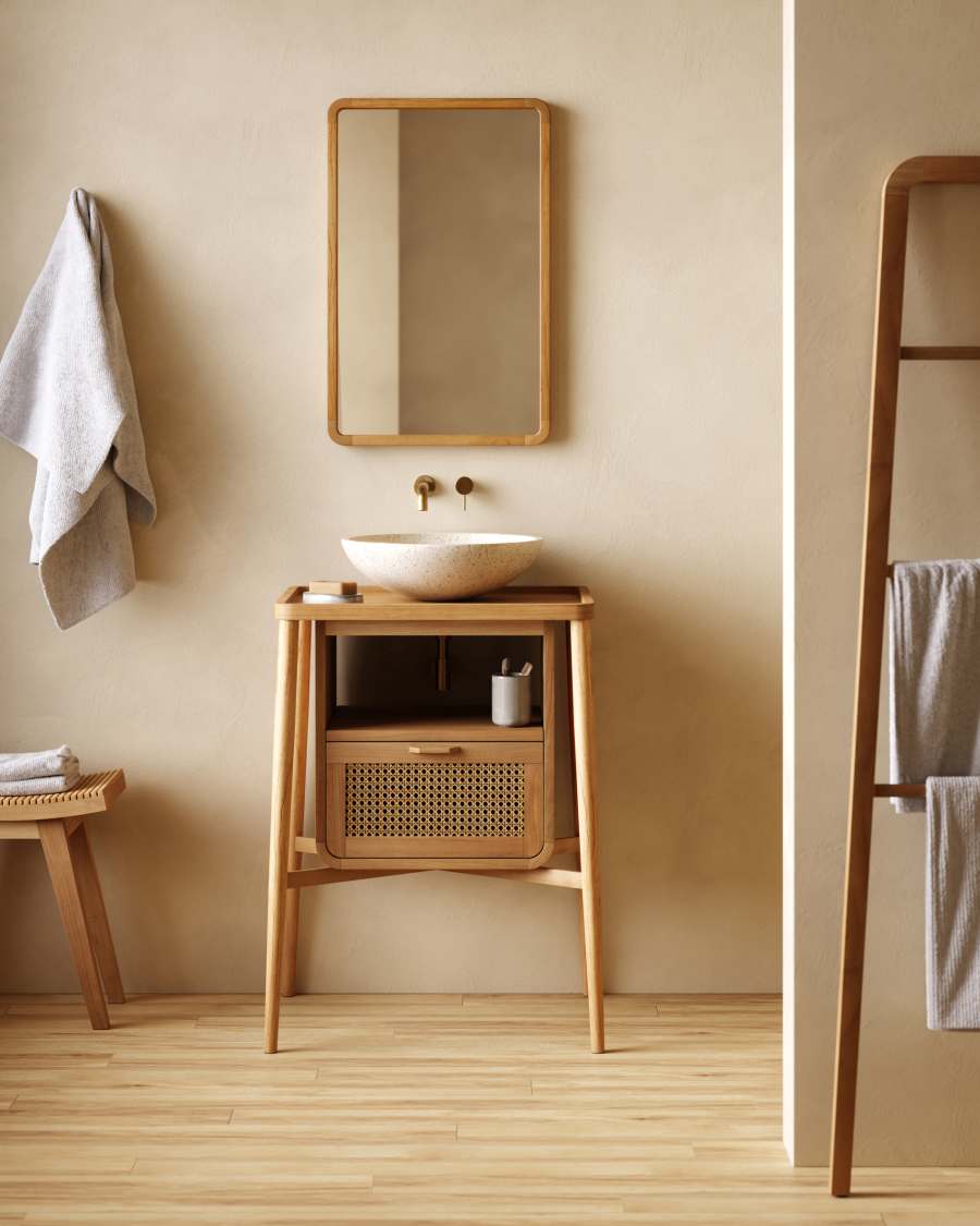 Uliana solid teak towel rail with natural finish 50 x 160 cm