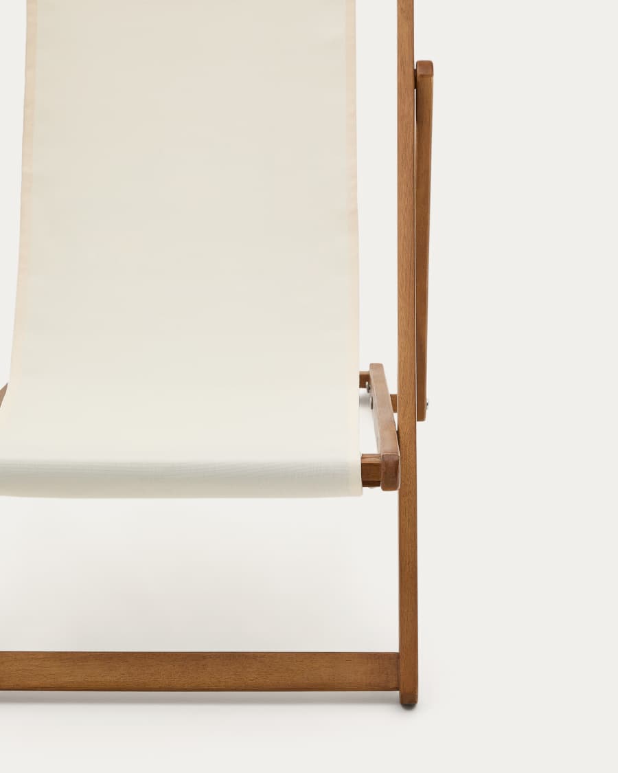 Klappbarer Outdoor-Liegestuhl Adredna für Kinder in Beige aus massivem Akazienholz FSC 100 %