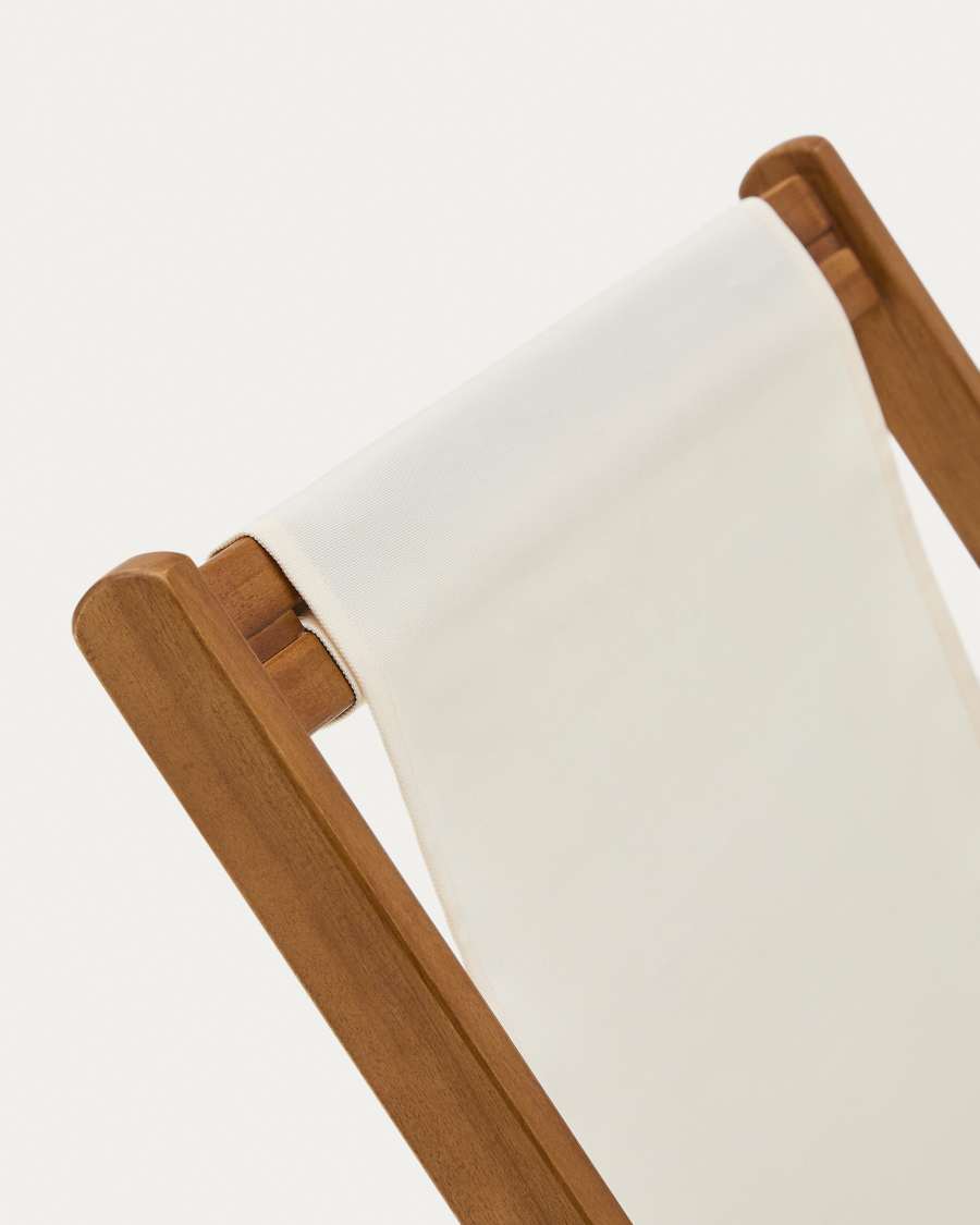 Klappbarer Outdoor-Liegestuhl Adredna für Kinder in Beige aus massivem Akazienholz FSC 100 %