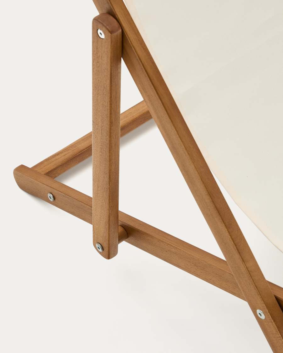 Klappbarer Outdoor-Liegestuhl Adredna für Kinder in Beige aus massivem Akazienholz FSC 100 %