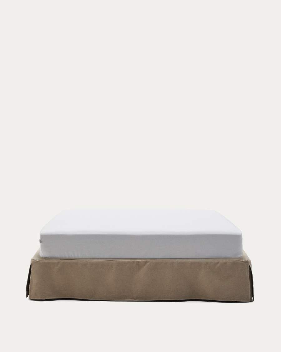 Jaira base with removable Linen and cotton cover in taupe for a 160 x 200 cm mattress