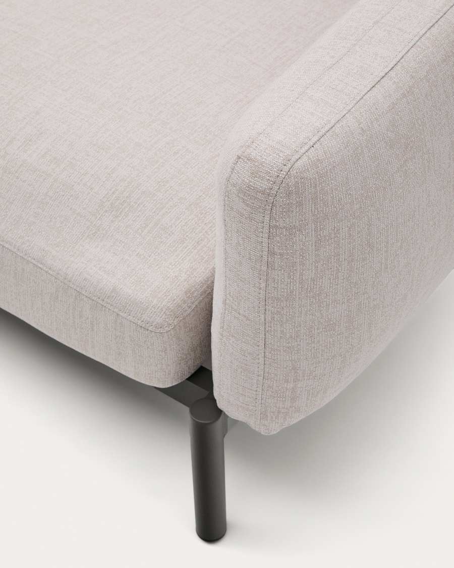 Sorells outdoor modular 5-seater corner sofa with beige upholstery and green aluminium with teak tables 277 x 446cm FSC 100%