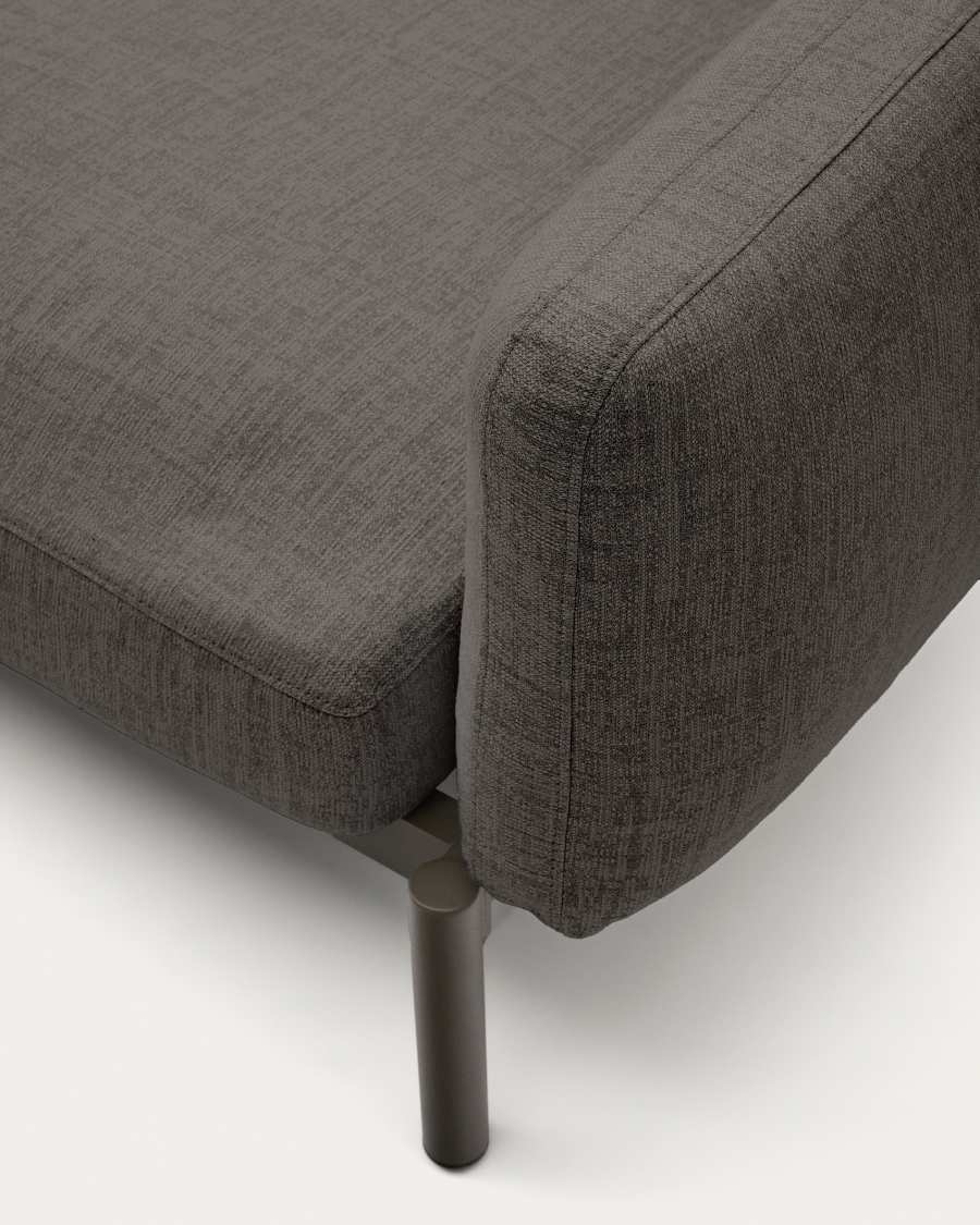 Sofà modular raconer exterior Sorells de 5 places entapissat gris i alumini verd amb 2 taules de teca 277x446 cm FSC 100%