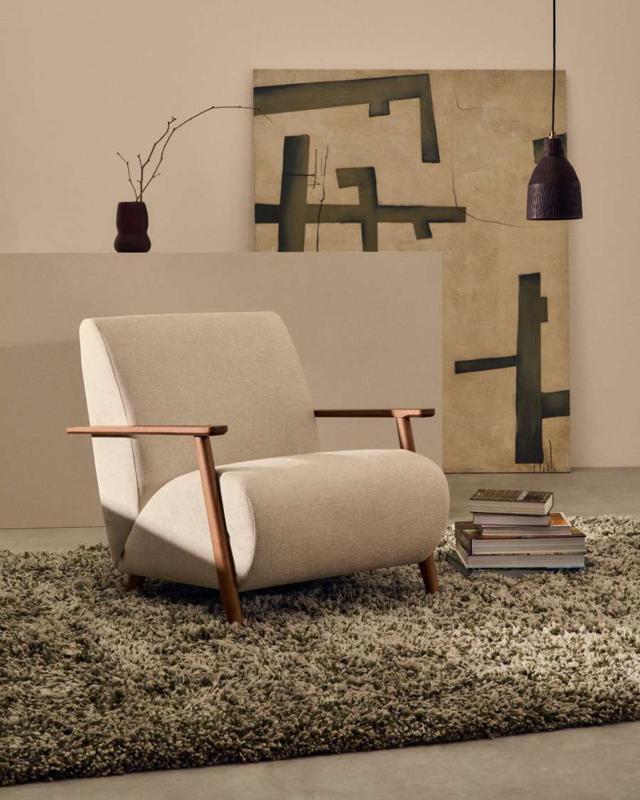 Amire elongated wooden ceiling lamp in a brown finish Ø 15 cm