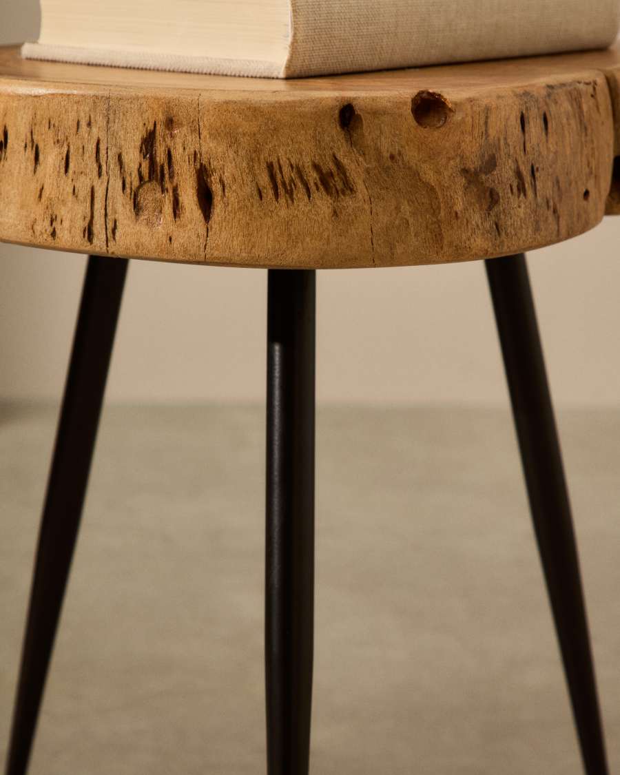 Eider solid acacia wood and steel side table, Ø 35 cm