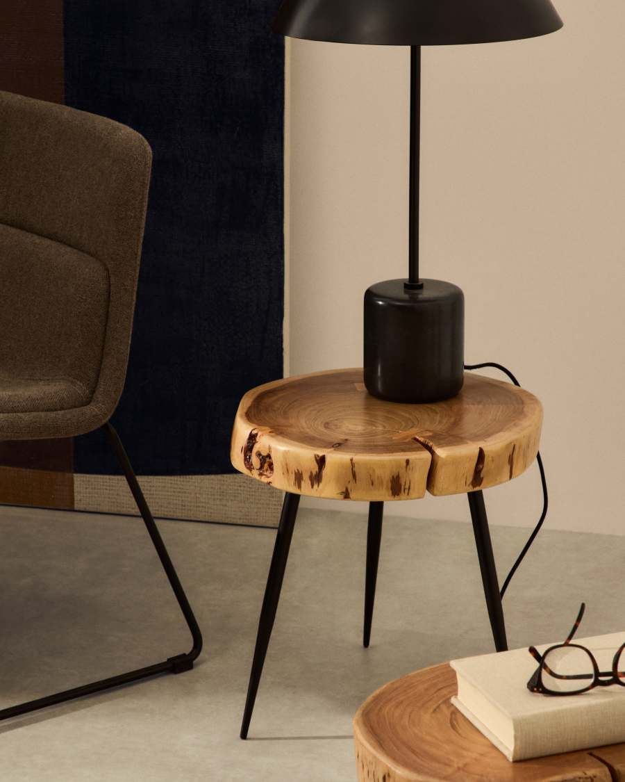 Eider Beistelltisch aus massivem Akazienholz und Stahl Ø 40 x 40 cm