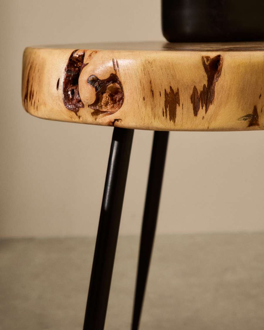 Eider Beistelltisch aus massivem Akazienholz und Stahl Ø 40 x 40 cm