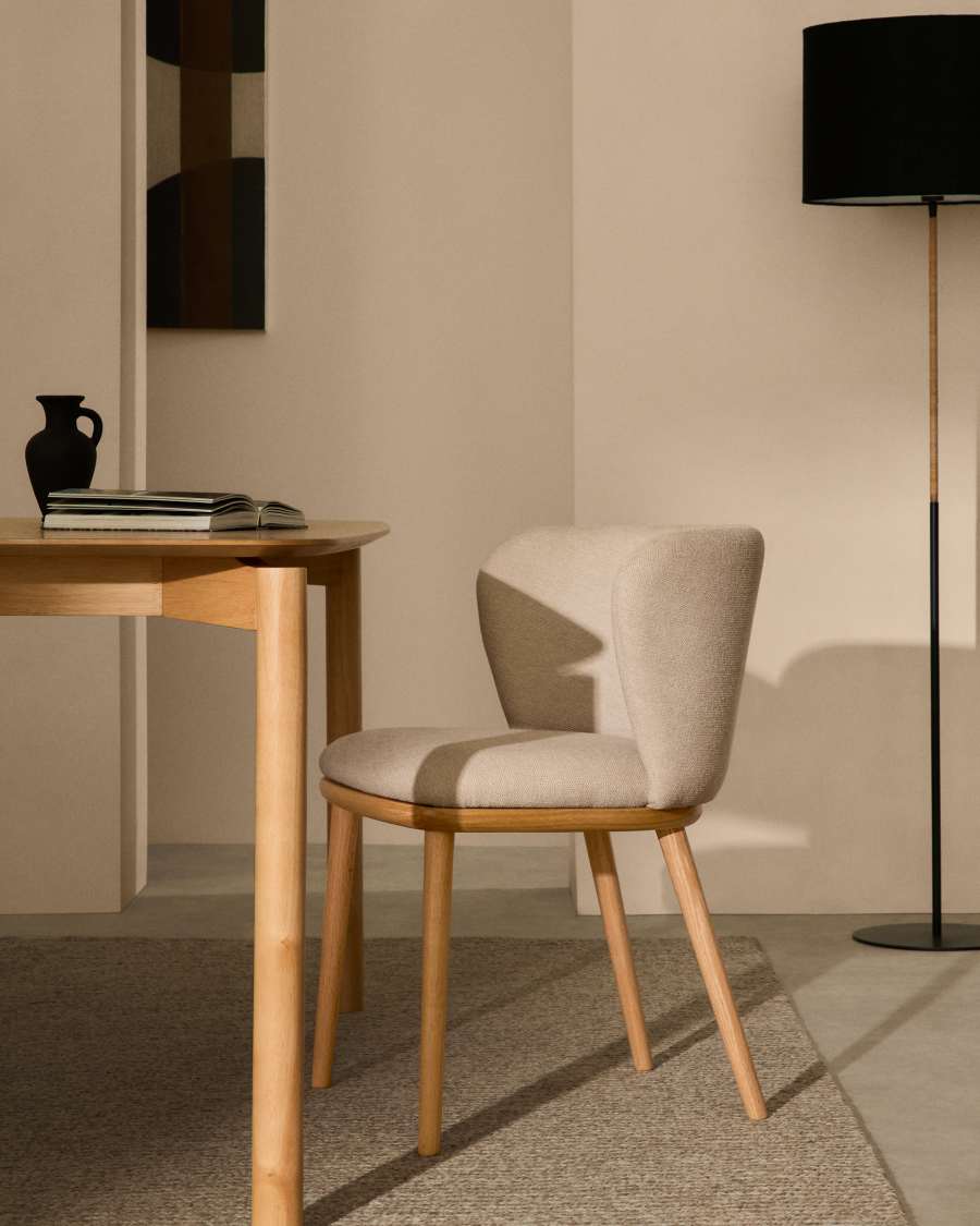 Sedia Ciselia cignilia beige legno di frassino finitura tono naturale FSC Mix Credit