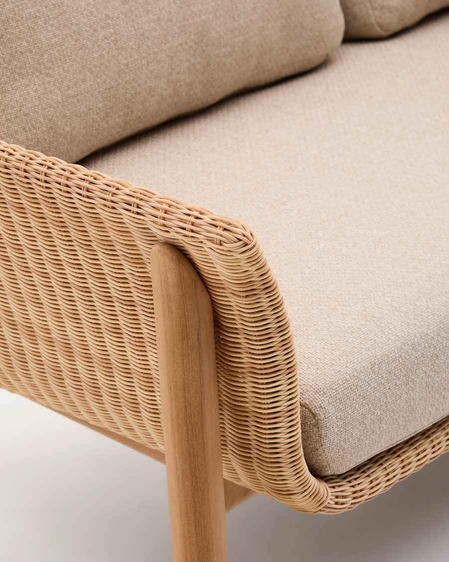 Galea 2-seater sofa in FSC 100% solid teak wood and synthetic rattan 170,5cm