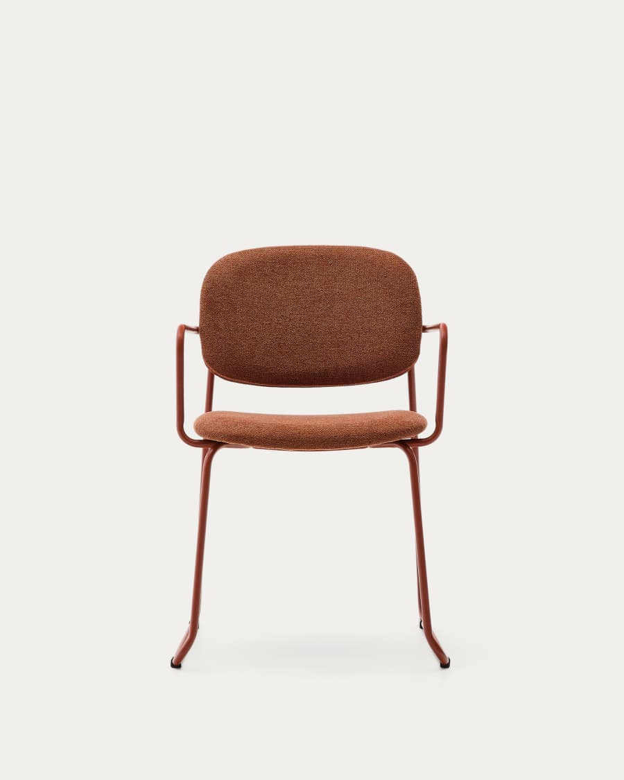 Chaise Meli en chenille terracota et structure métallique terracota FSC Mix Credit