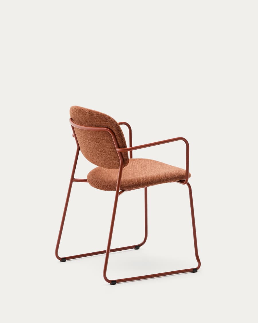 Chaise Meli en chenille terracota et structure métallique terracota FSC Mix Credit