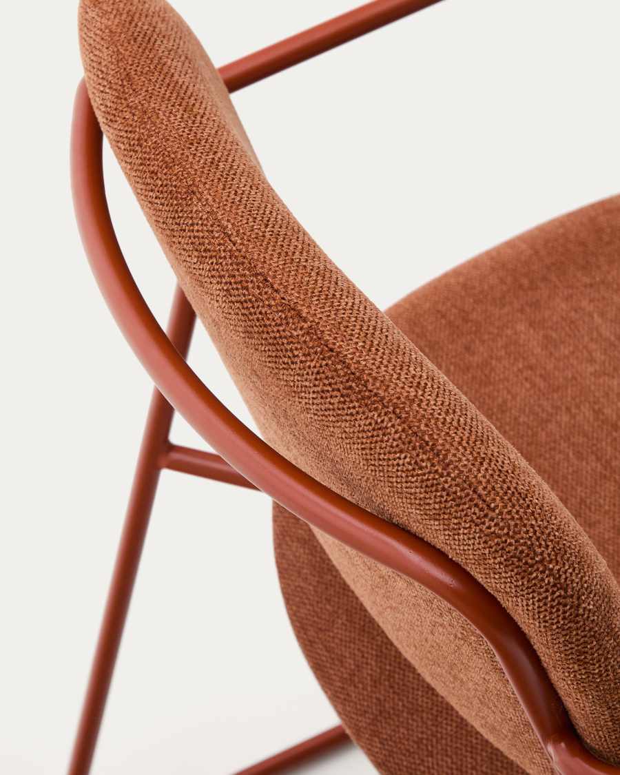 Chaise Meli en chenille terracota et structure métallique terracota FSC Mix Credit