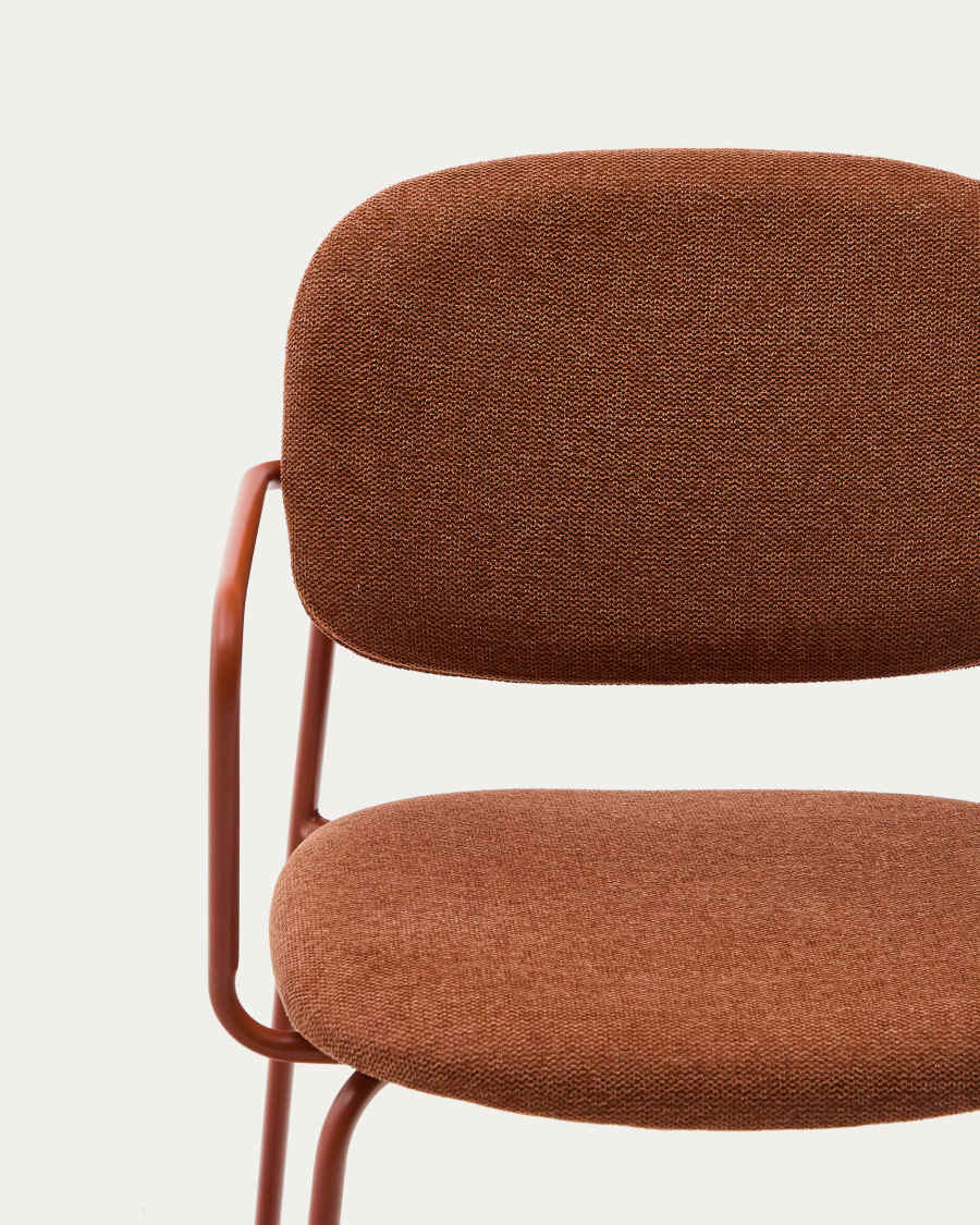 Chaise Meli en chenille terracota et structure métallique terracota FSC Mix Credit