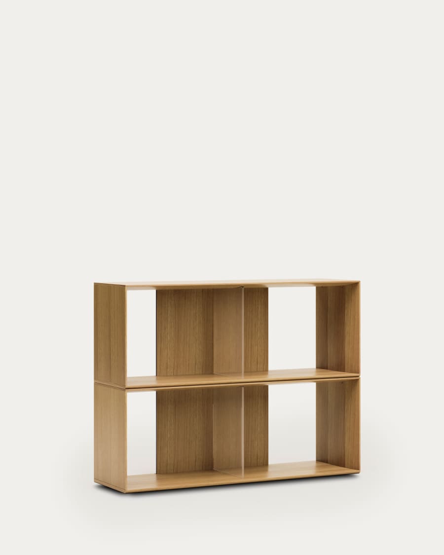 Litto set of 2 modular shelving units in oak wood veneer, 101 x 76 cm