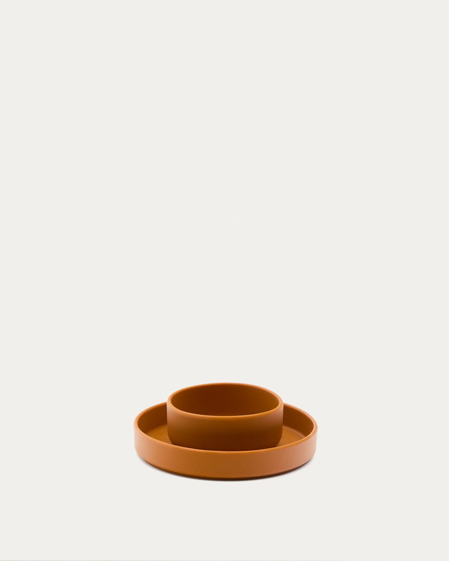 Lili plate and bowl set in orange silicone