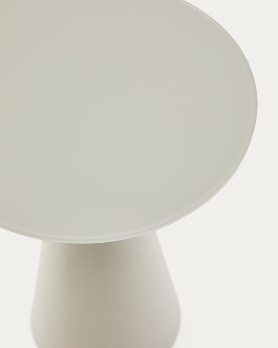 Wilshire side table with frosted tempered glass and steel with matt grey painted finish Ø35cm