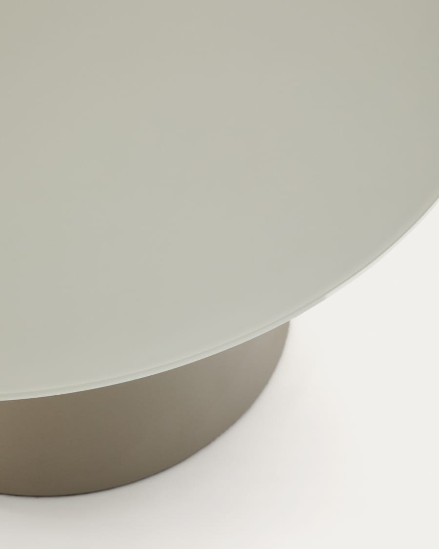 Wilshire salontafel van gehard glas en metaal, mat grijs, Ø 80 cm