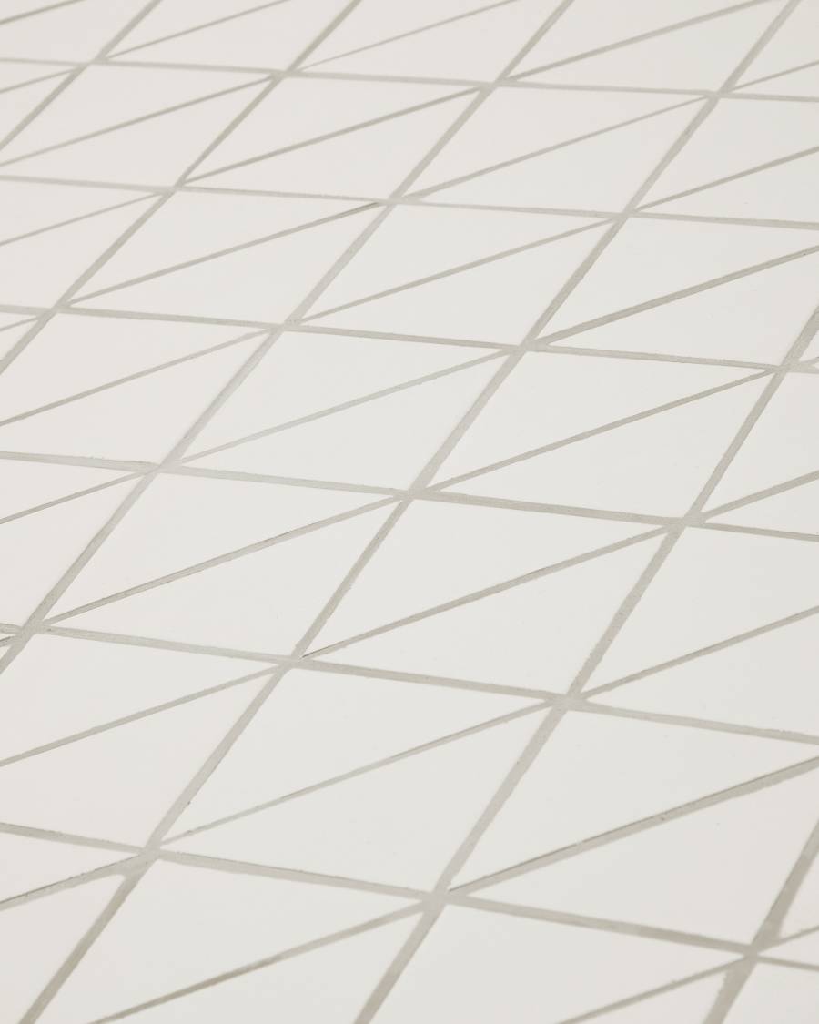 Maurina outdoor table in green galvanised steel with ecru-colored tiles 223 x 101cm