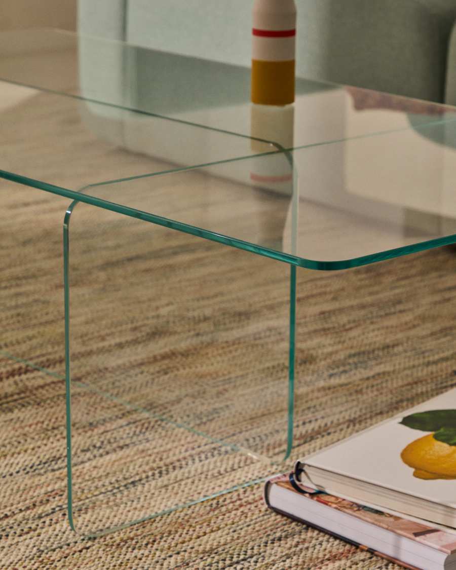 Zaren transparent tempered-glass coffee table, 120 x 60 cm