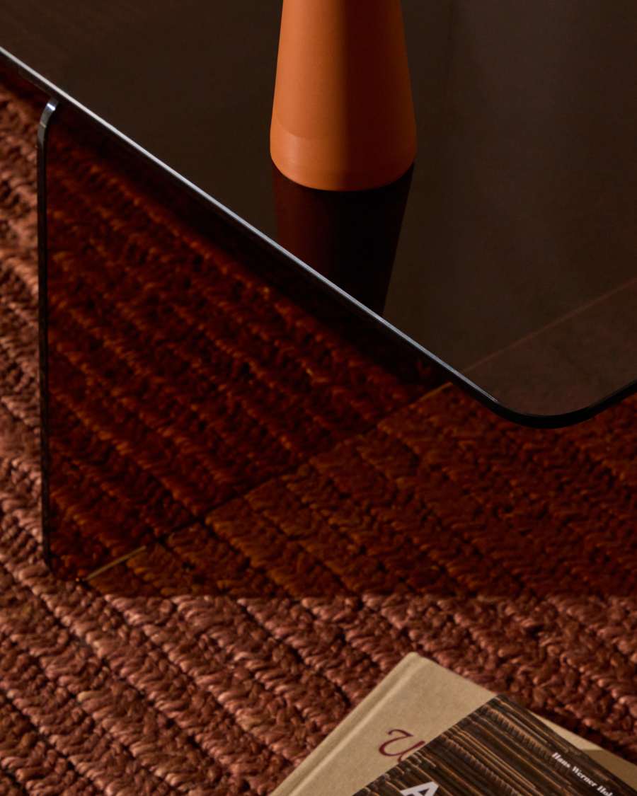 Τραπέζι σαλονιού Zaren από καφέ tempered γυαλί 120 x 60 εκ.