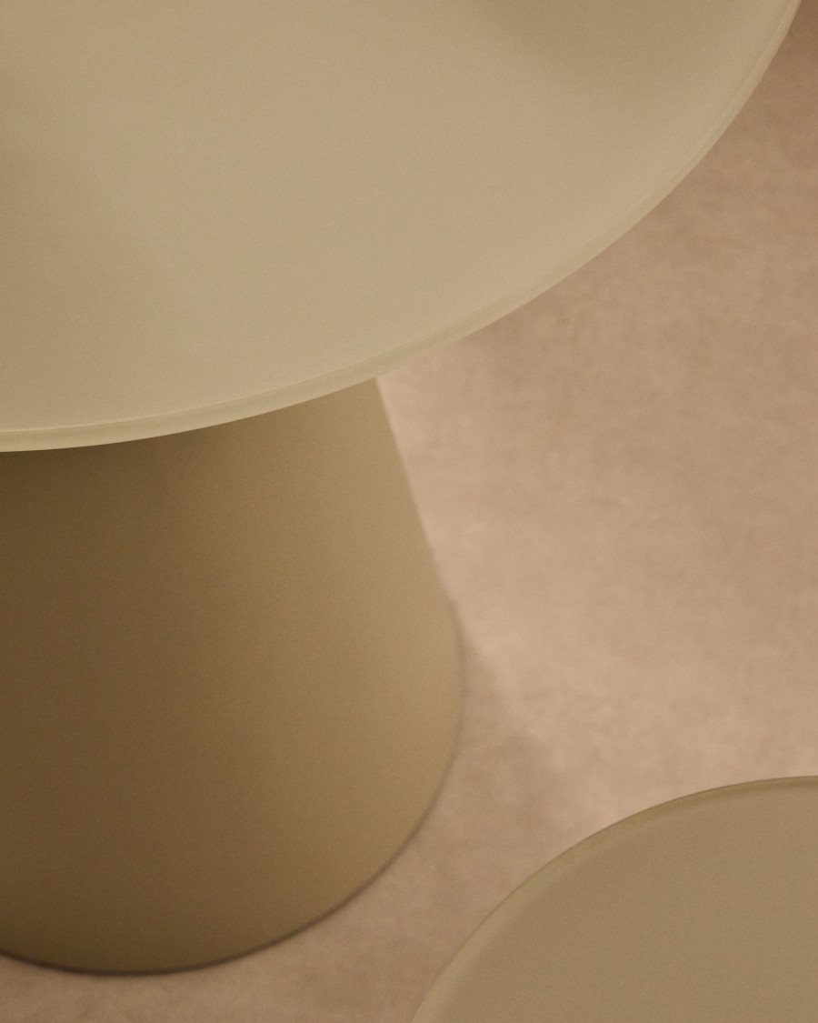 Wilshire bijzettafel van gehard glas en metaal met een matgrijze afwerking, Ø 50 cm