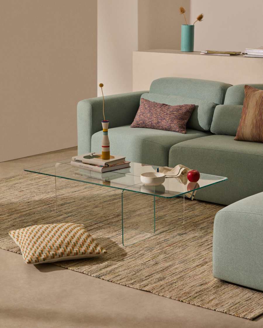 Zaren transparent tempered-glass coffee table, 120 x 60 cm