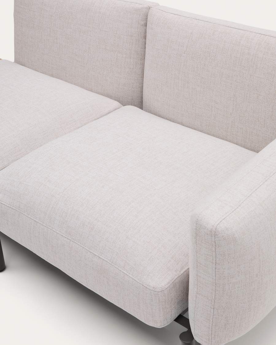 Sorells outdoor modular 3-seater sofa with beige upholstery and grey aluminium with teak table 341 x 113cm FSC 100%