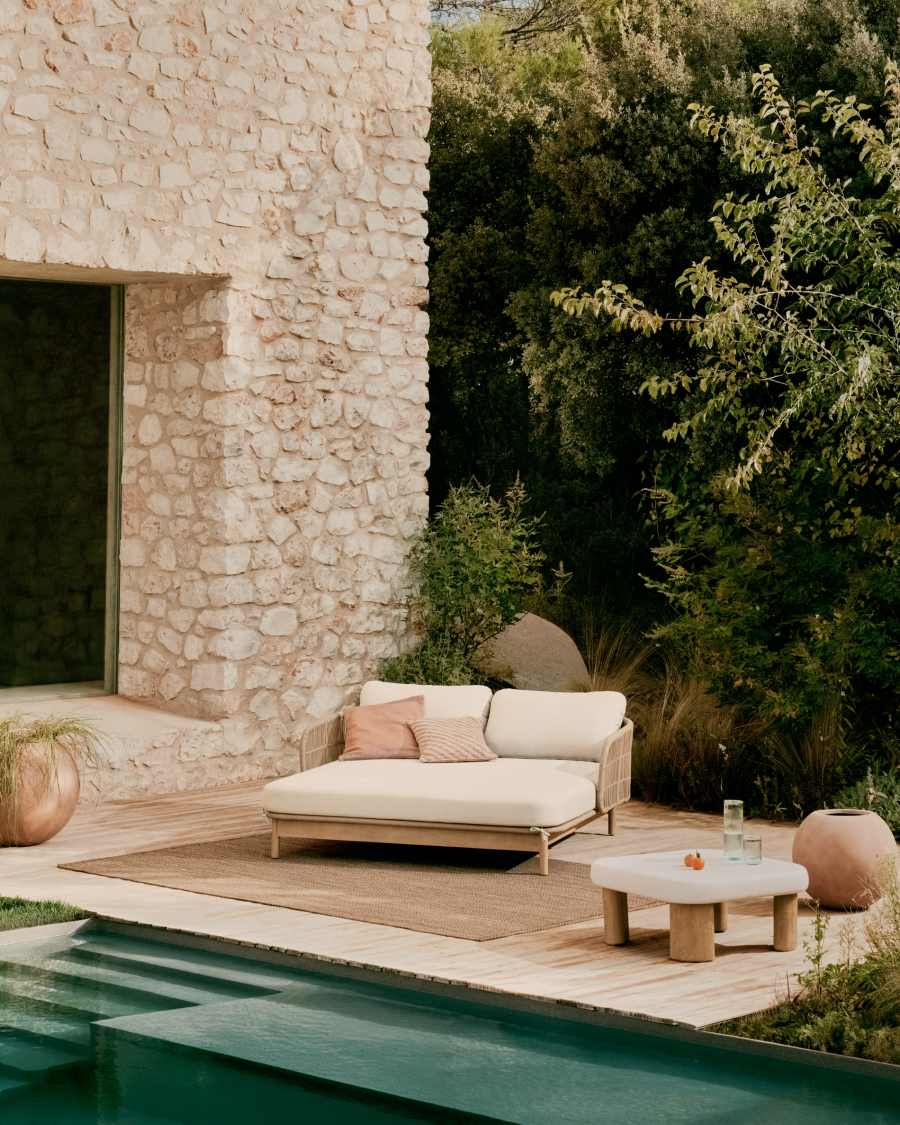 Transat double Catalina en corde beige et bois d’acacia FSC 100 %