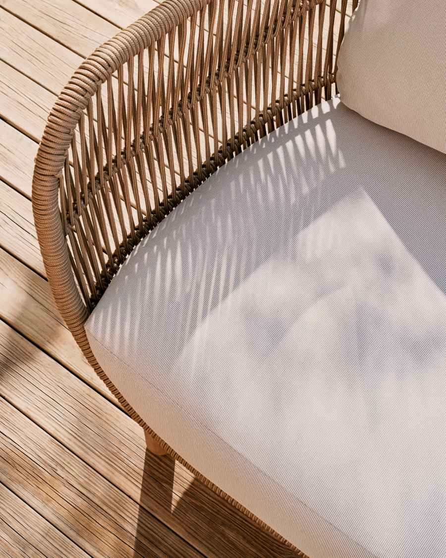 Catalina 3 seater sofa made with beige cord and solid acacia wood, 170 cm FSC 100%