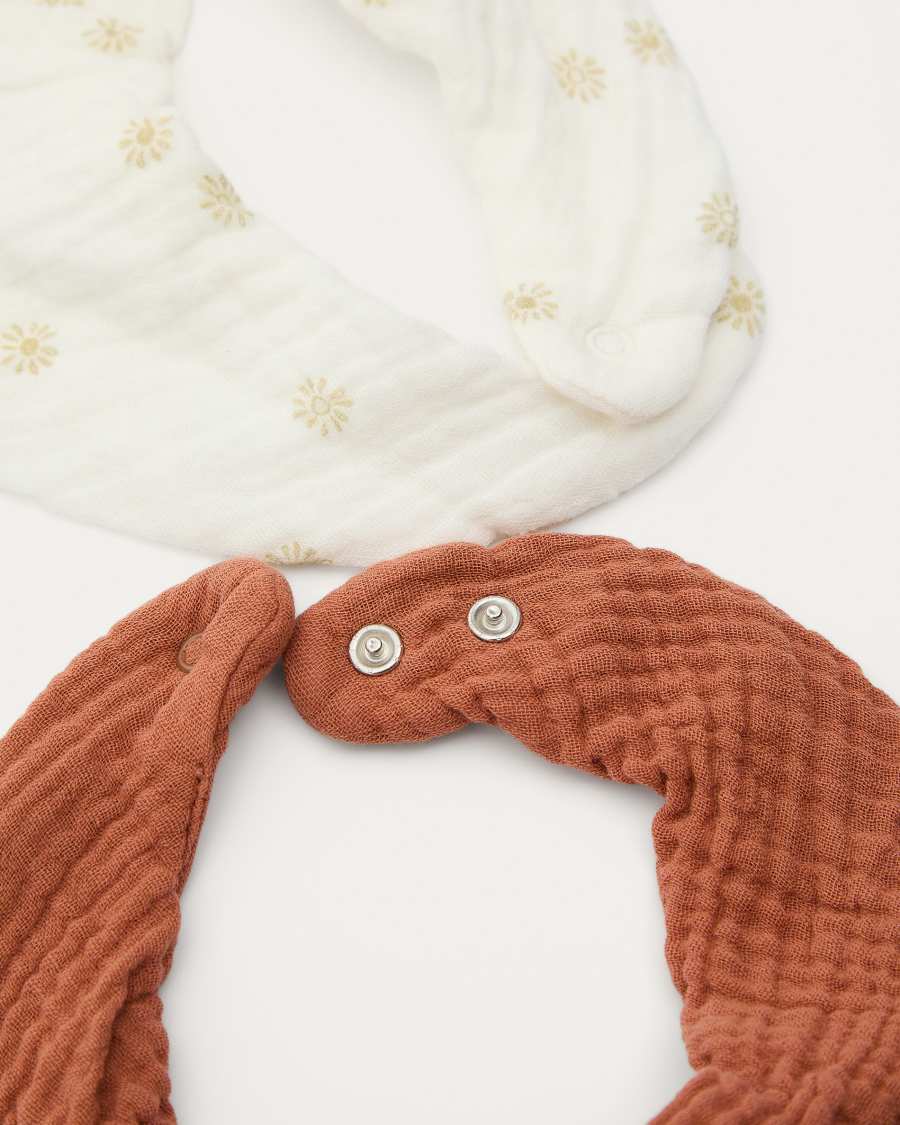 Olna set of 2 bandanas in 100% cotton in terracotta and a sun print