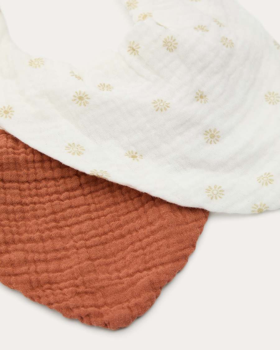 Olna set of 2 bandanas in 100% cotton in terracotta and a sun print