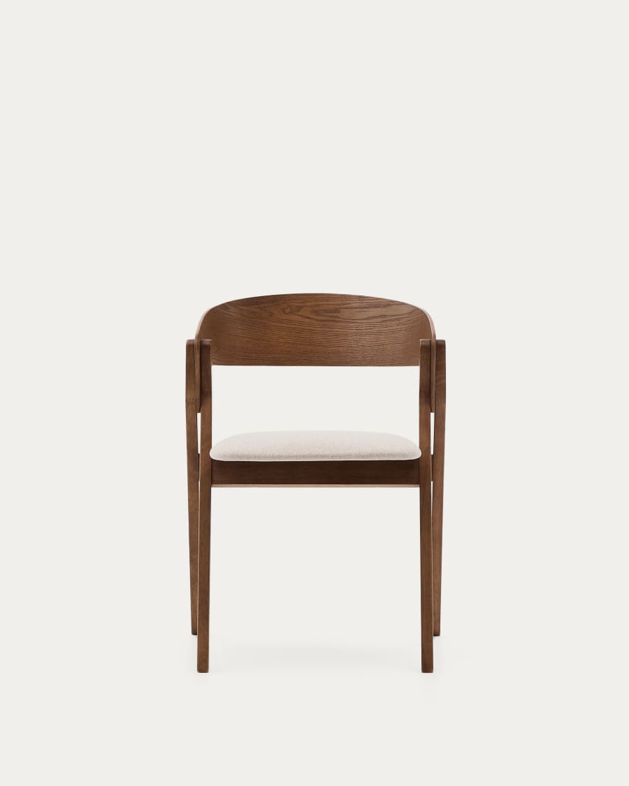 Godia chair in ash veneer with a wenge finish and beige chenille