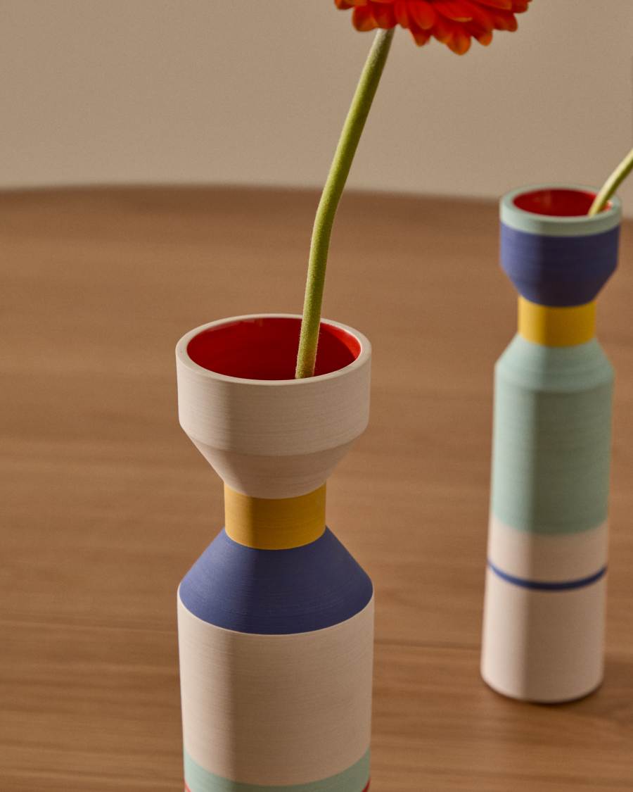 Set of 2 Elumi multicoloured ceramic vases 24 cm